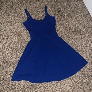 Royal blue side mesh dress